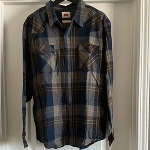 Levi’s Men’s Flannel Shirt XL | Blue Plaid Button-Up